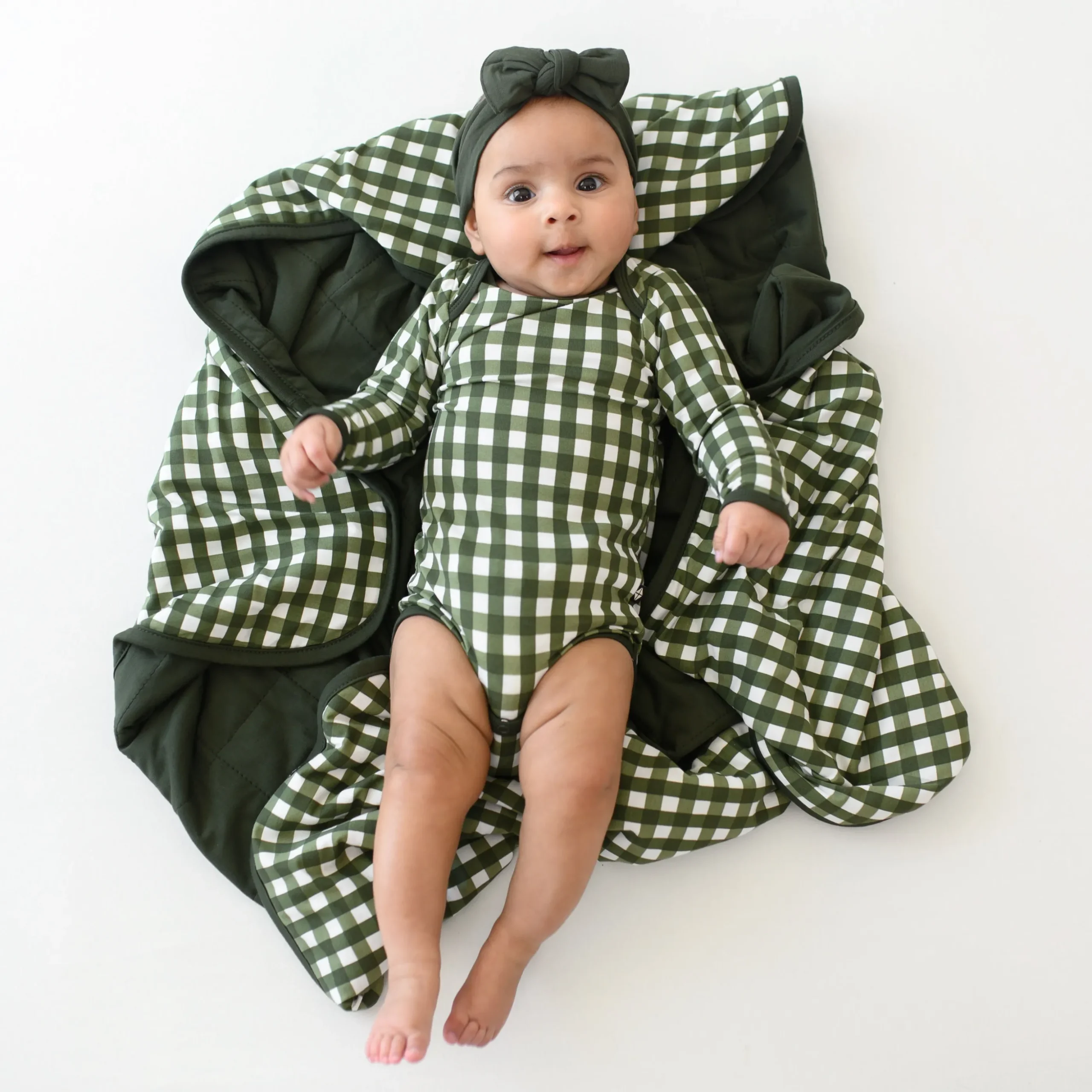 Baby Blanket in Gingham Fir