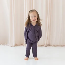 Bamboo Jersey Hooded Zippered Romper in Currant