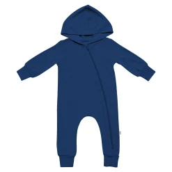 Bamboo Jersey Hooded Zippered Romper in Tahoe