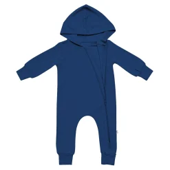 Bamboo Jersey Hooded Zippered Romper in Tahoe