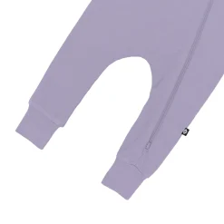 Bamboo Jersey Hooded Zippered Romper in Taro
