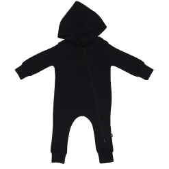 Bamboo Jersey Hooded Zippered Romper in Midnight
