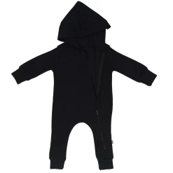 Bamboo Jersey Hooded Zippered Romper in Midnight