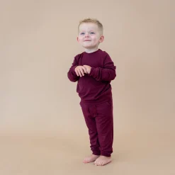 Bamboo Jersey Jogger Set in Burgundy