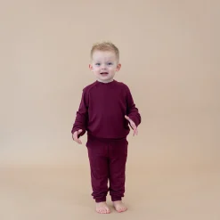 Bamboo Jersey Jogger Set in Burgundy