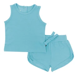 Bamboo Jersey Tank Jogger Set in Makai