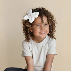 Bamboo Muslin Alligator Clip Bow in Cloud