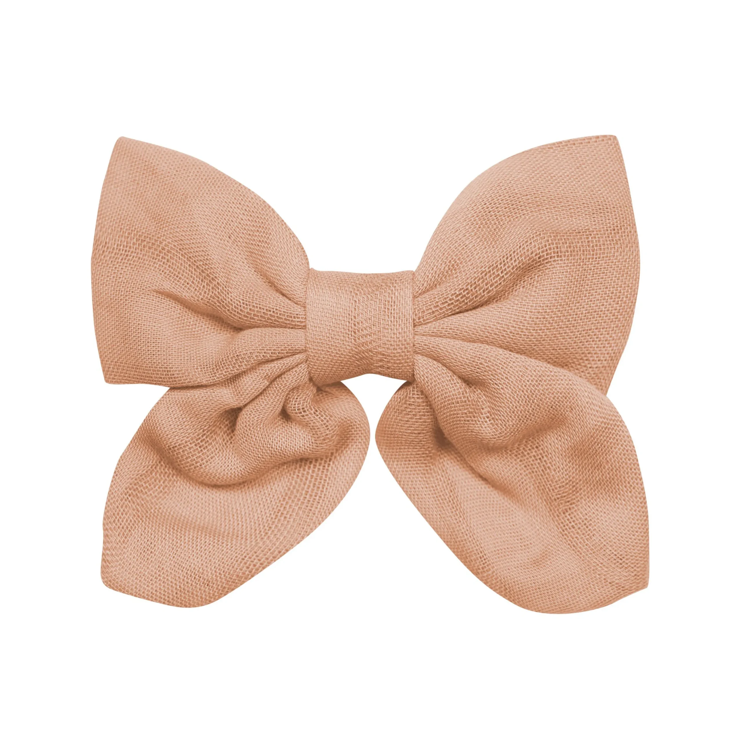 Bamboo Muslin Alligator Clip Bow in Fawn