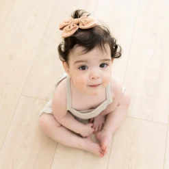 Bamboo Muslin Alligator Clip Bow in Fawn