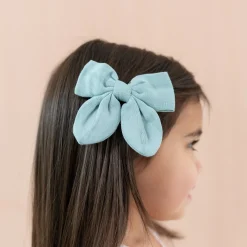 Bamboo Muslin Alligator Clip Bow in Mist