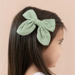 Bamboo Muslin Alligator Clip Bow in Jojoba