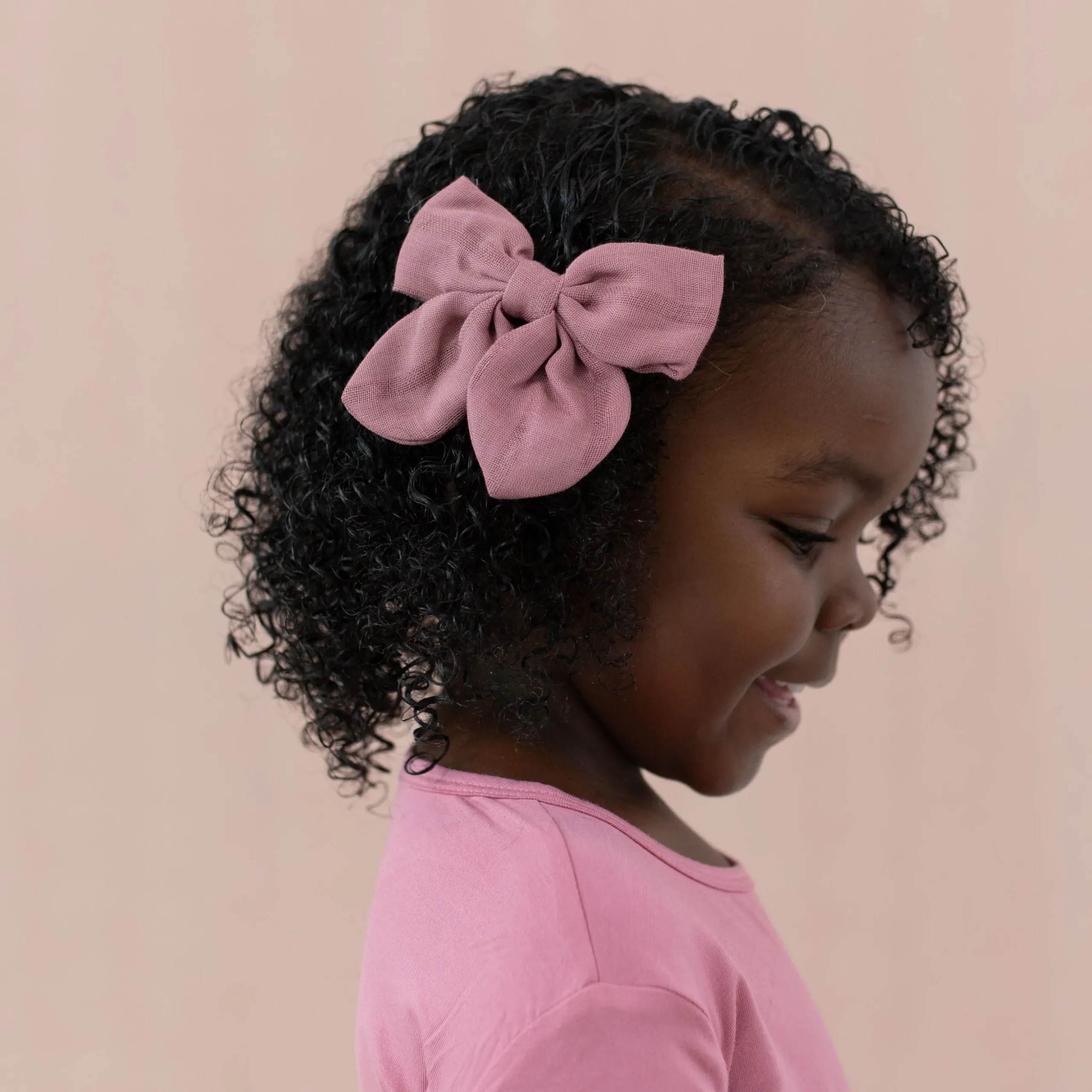 Bamboo Muslin Alligator Clip Bow in Dusty Rose
