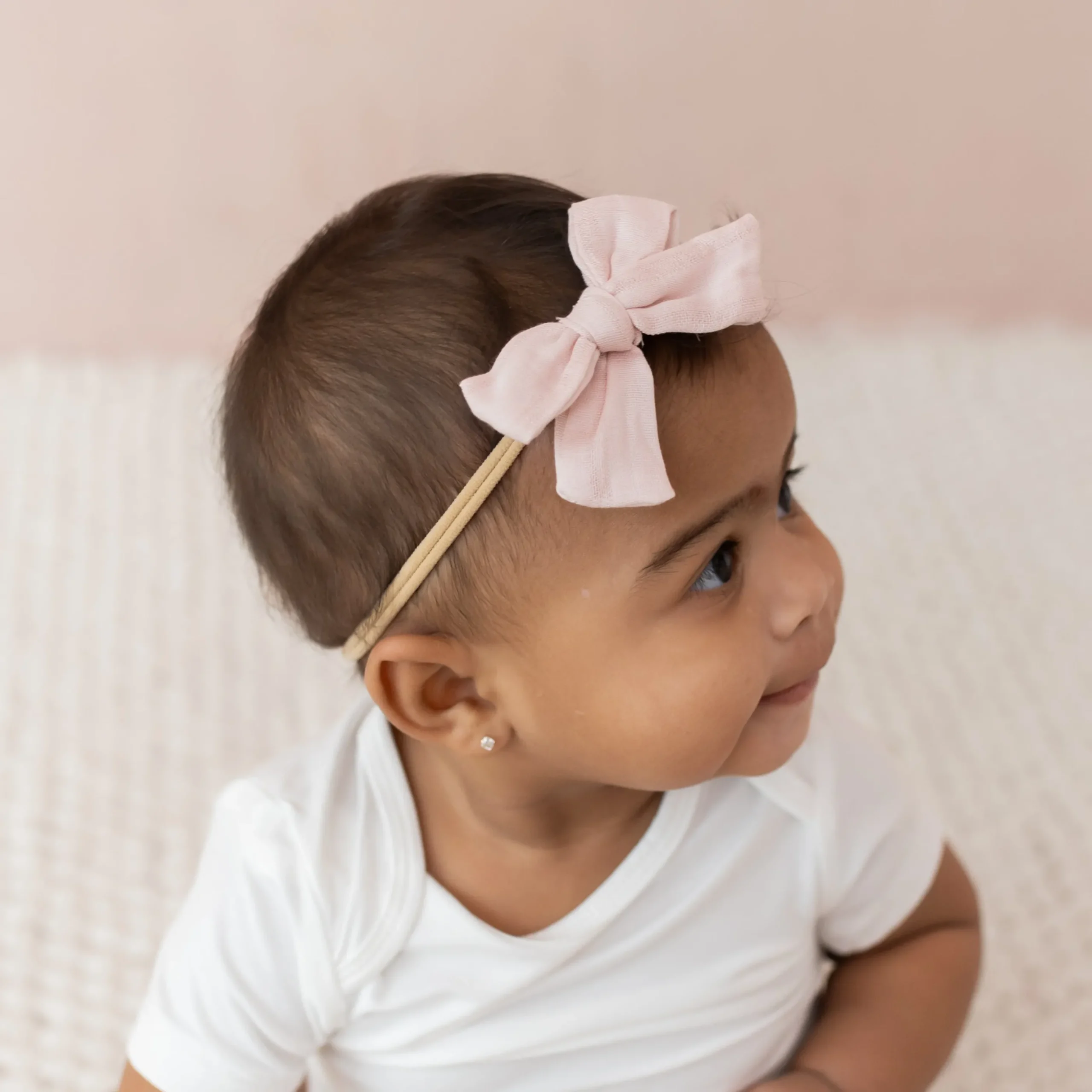 Bamboo Muslin Medium Bow in Blush