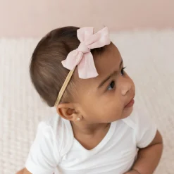 Bamboo Muslin Medium Bow in Blush