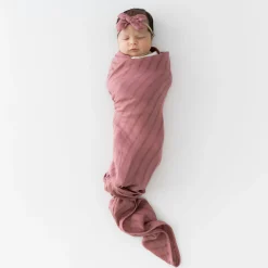 Bamboo Muslin Swaddle Blanket in Dusty Rose