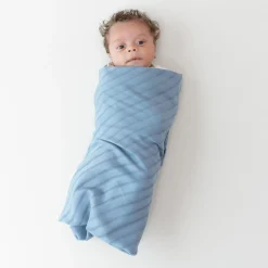 Bamboo Muslin Swaddle Blanket in Slate