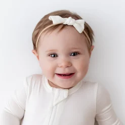 Bamboo Muslin Tiny Bow in Cloud