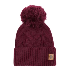 Chunky Cable Knit Beanie in Burgundy