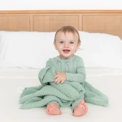 Chunky Knit Baby Blanket in Sage