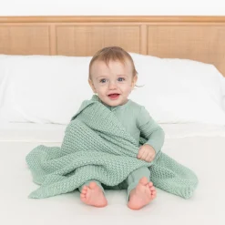 Chunky Knit Baby Blanket in Sage