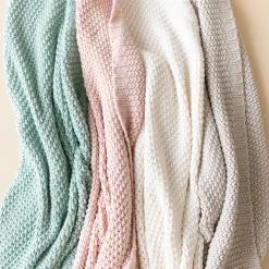 Chunky Knit Baby Blanket in Sage