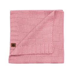 Chunky Knit Basket Weave Baby Blanket in Apple Blossom