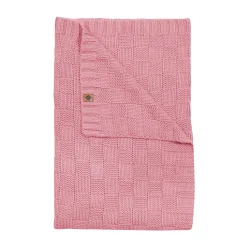 Chunky Knit Basket Weave Toddler Blanket in Apple Blossom
