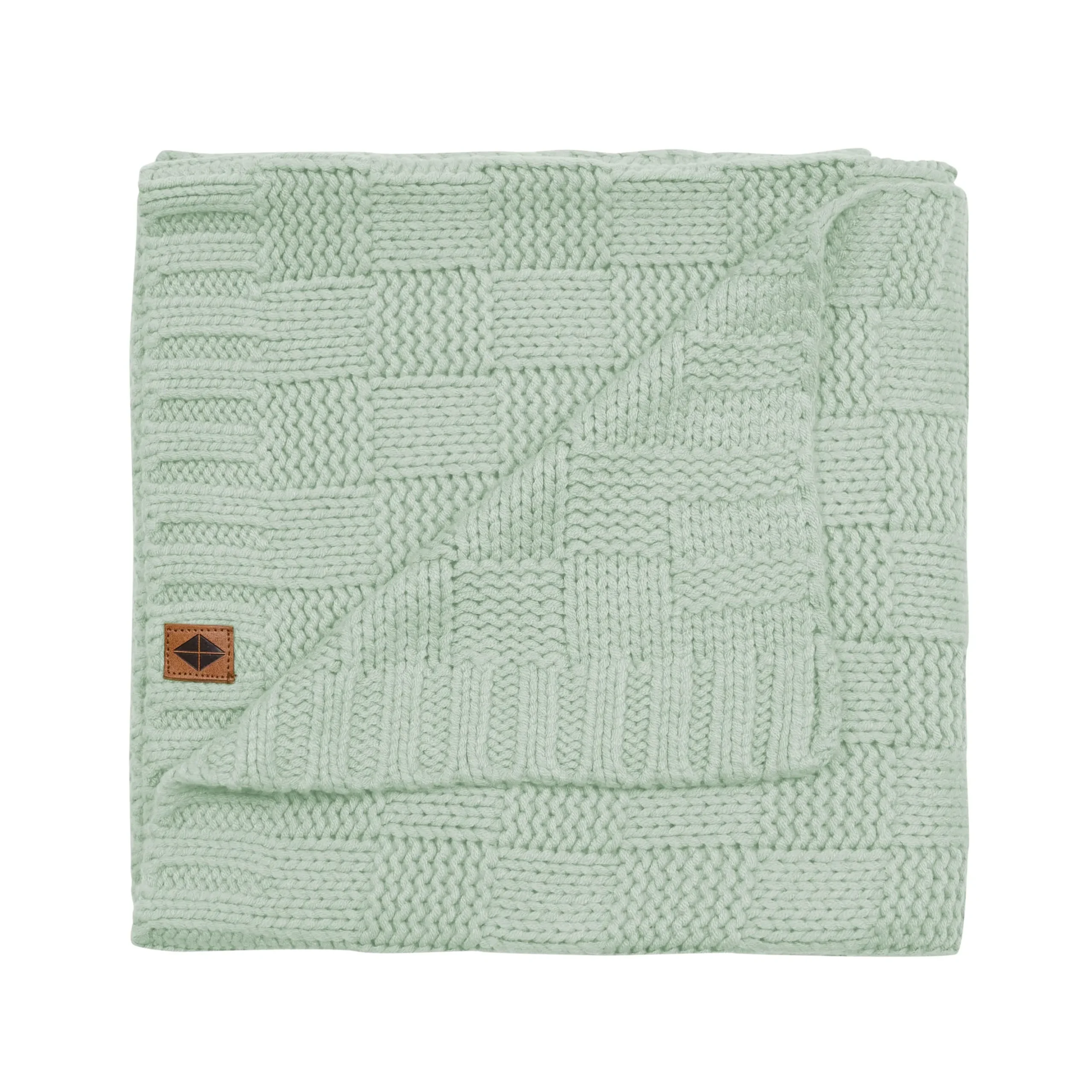 Chunky Knit Basket Weave Baby Blanket in Thyme