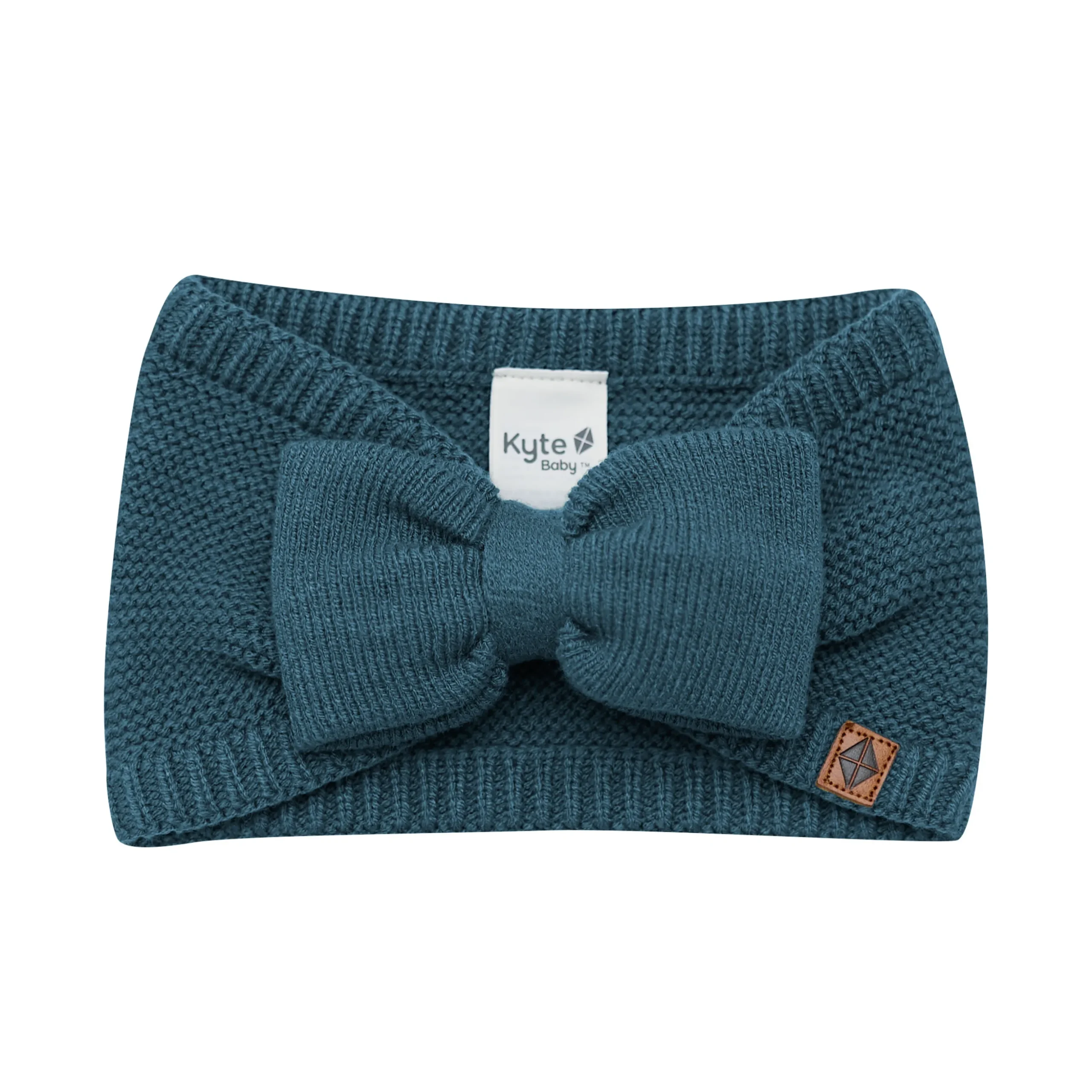 Chunky Knit Bow Headband in Atlantic