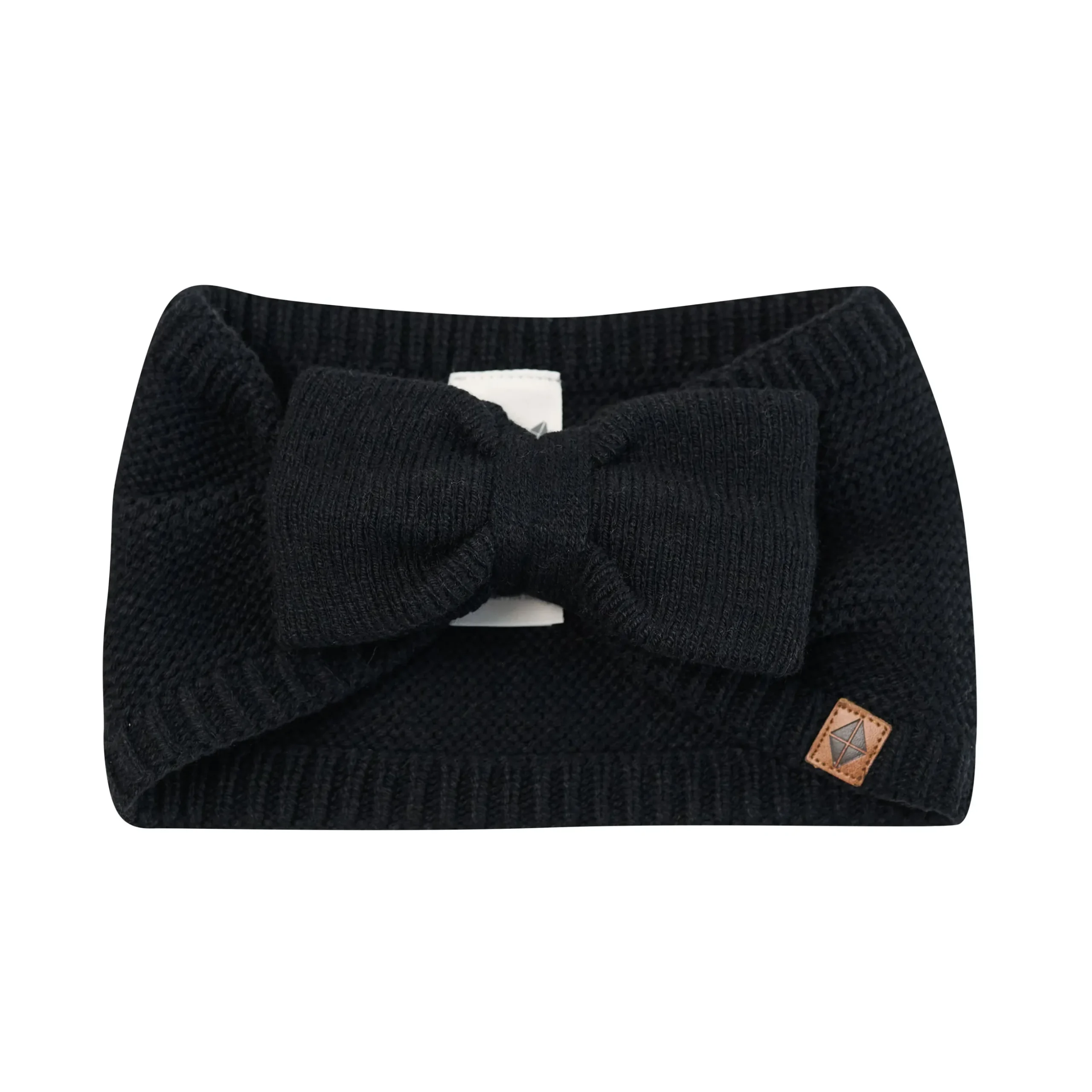 Chunky Knit Bow Headband in Midnight