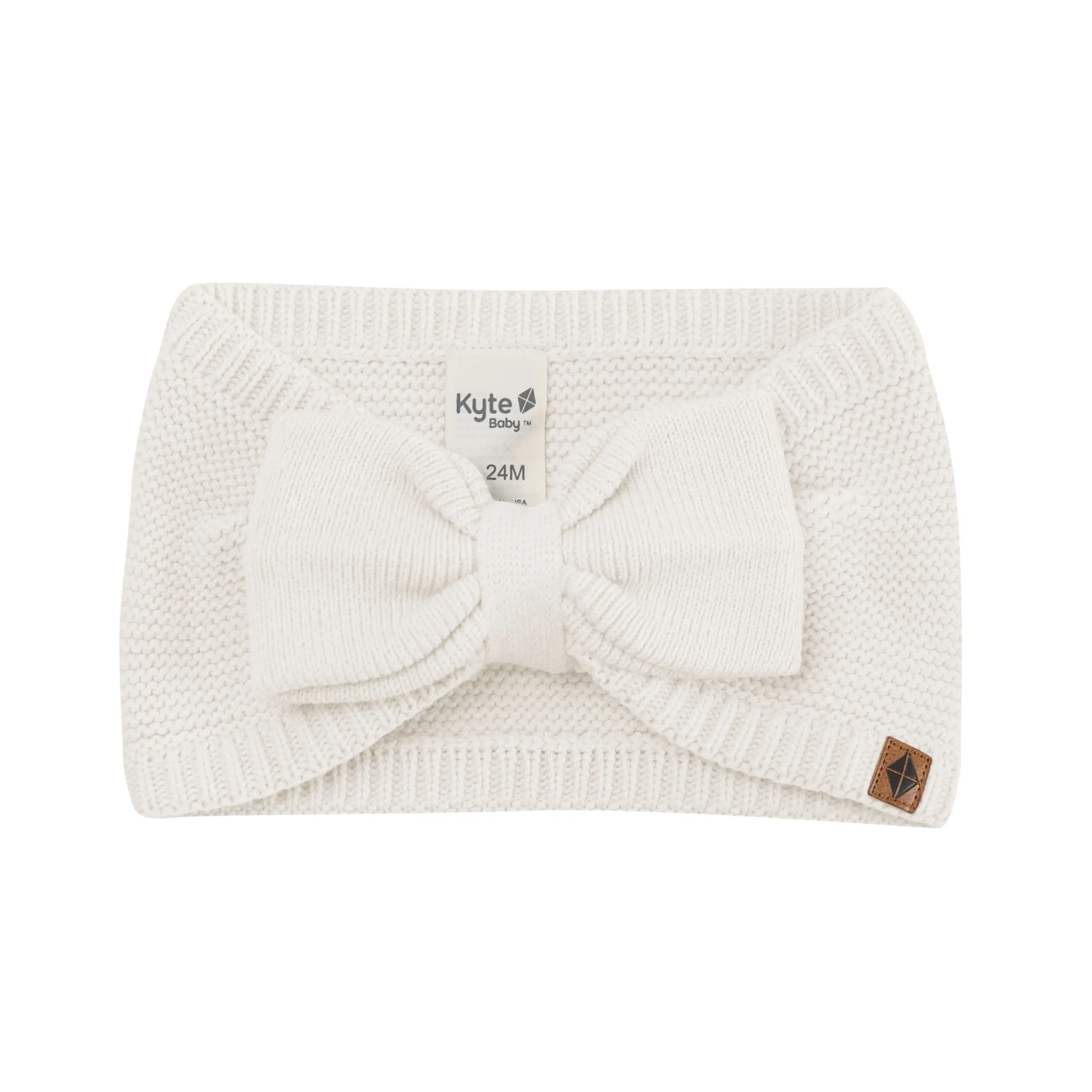 Chunky Knit Bow Headband in Oat