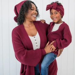 Chunky Knit Oversized Cardigan in Burgundy