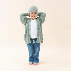 Chunky Knit Oversized Cardigan in Thyme