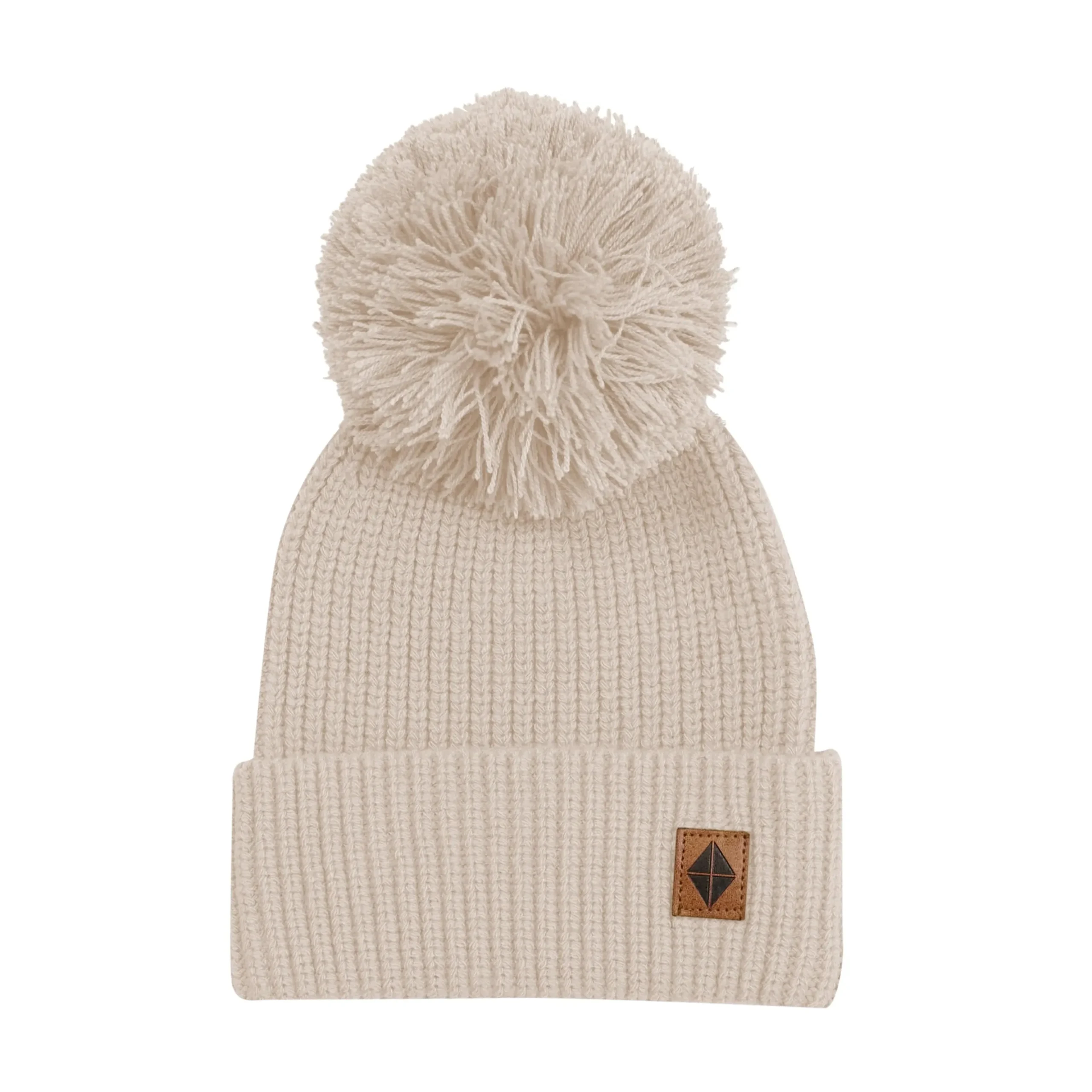 Chunky Knit Pom Beanie in Almond