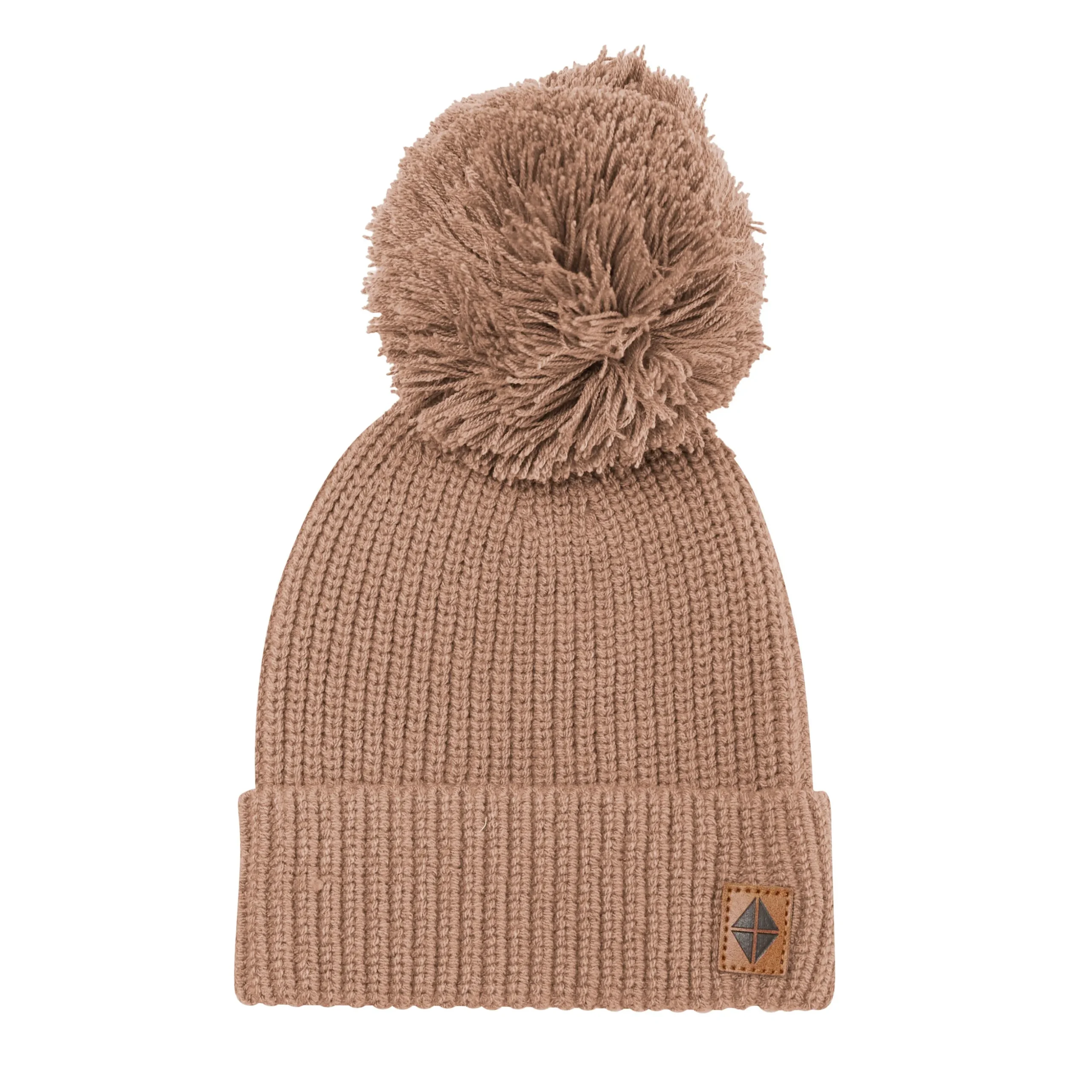 Chunky Knit Pom Beanie in Latte