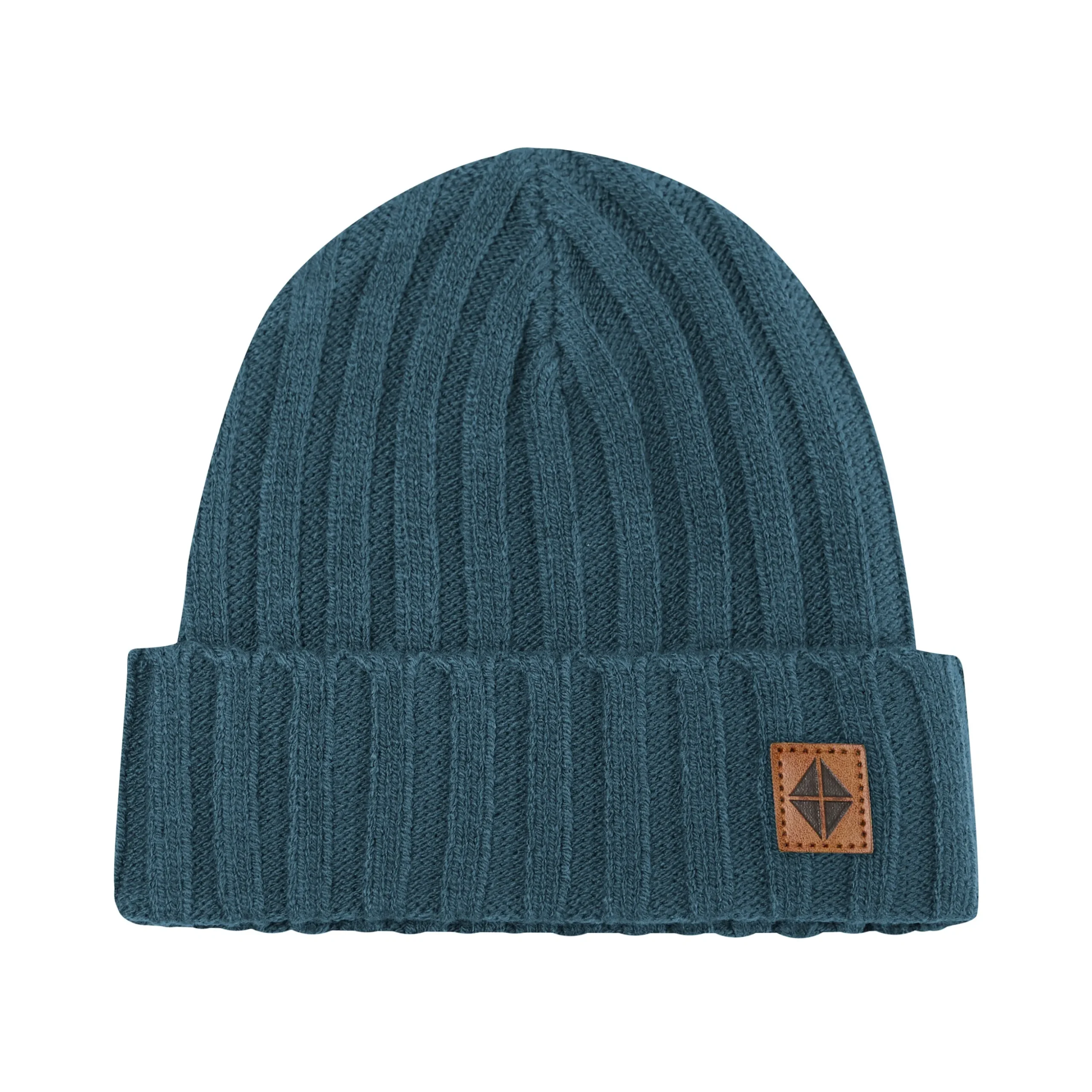 Chunky Knit Ribbed Beanie in Atlantic