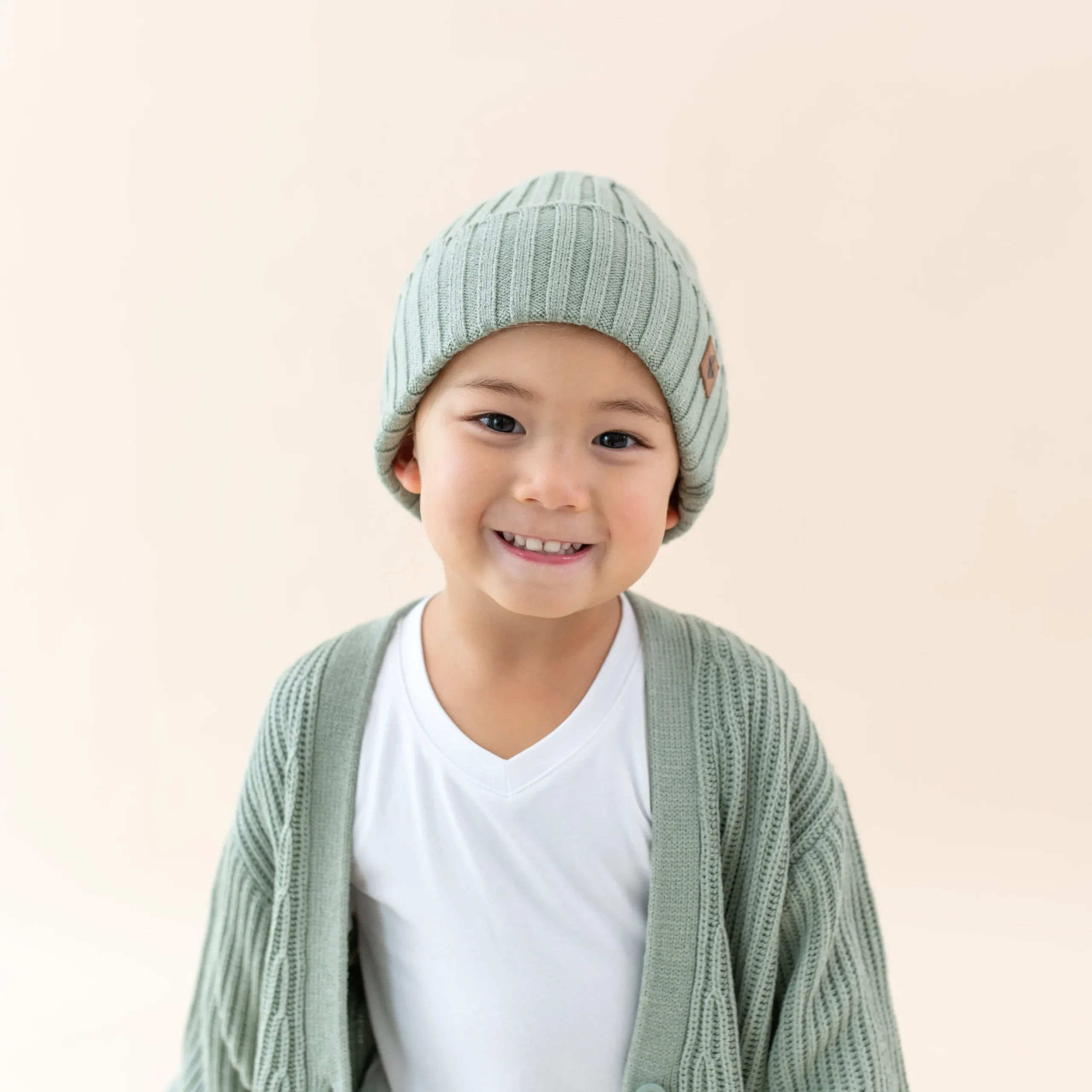 Chunky Knit Ribbed Beanie in Thyme