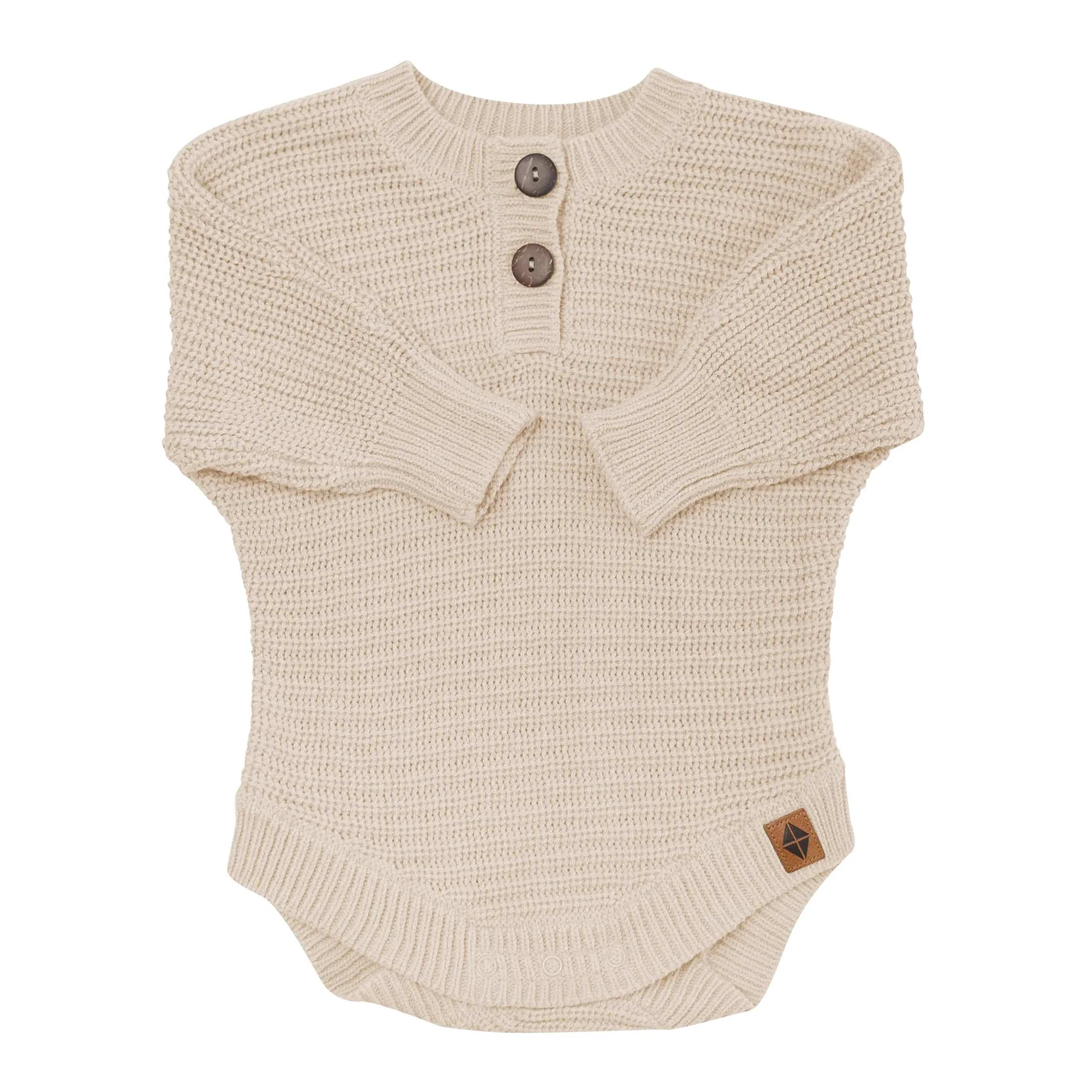Chunky Knit Romper in Almond