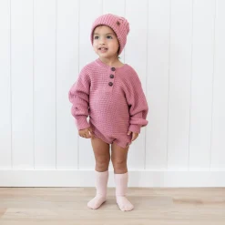 Chunky Knit Romper in Apple Blossom