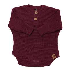 Chunky Knit Romper in Burgundy