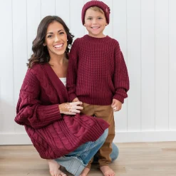 Chunky Knit Sweater in Burgundy