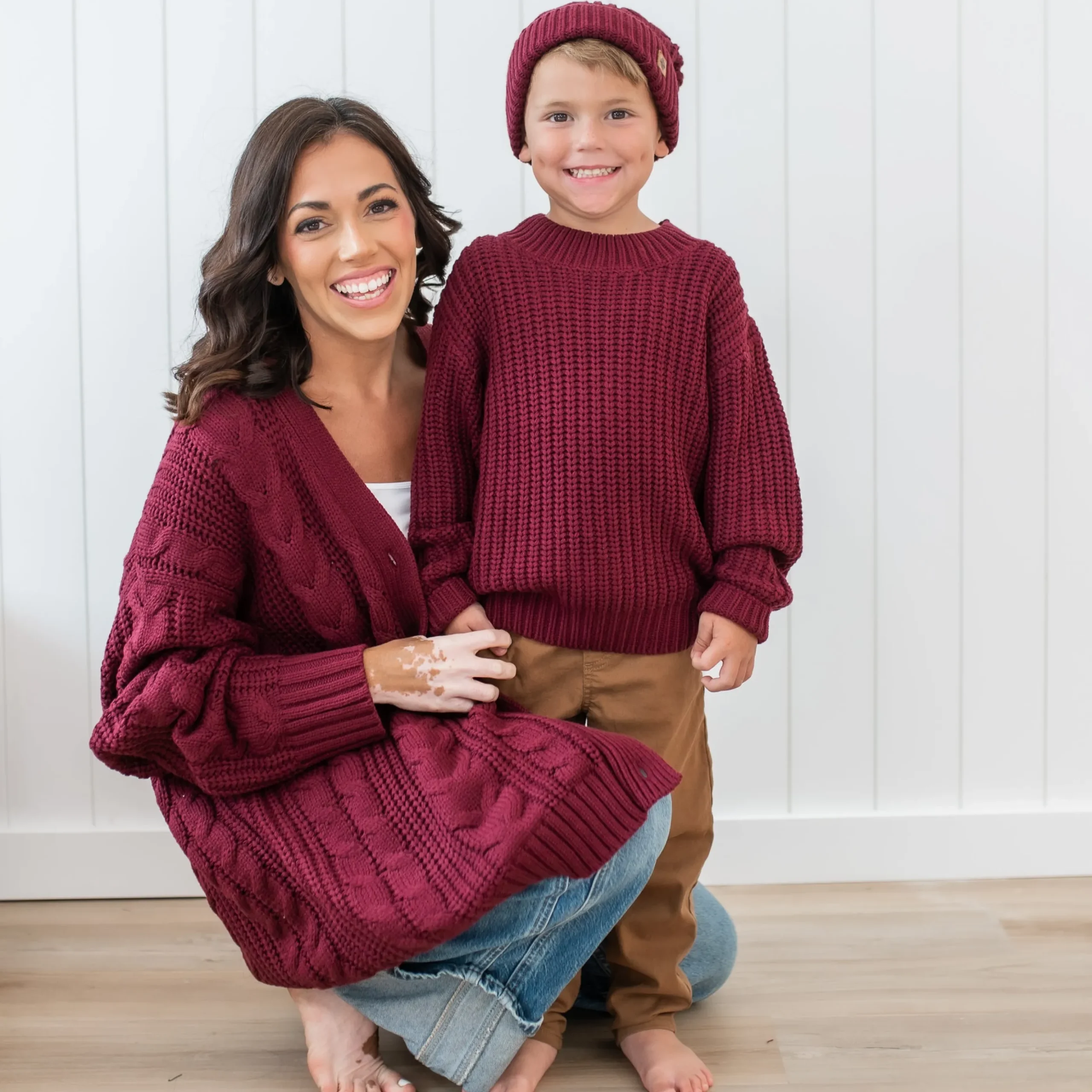Chunky Knit Sweater in Burgundy