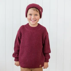 Chunky Knit Sweater in Burgundy