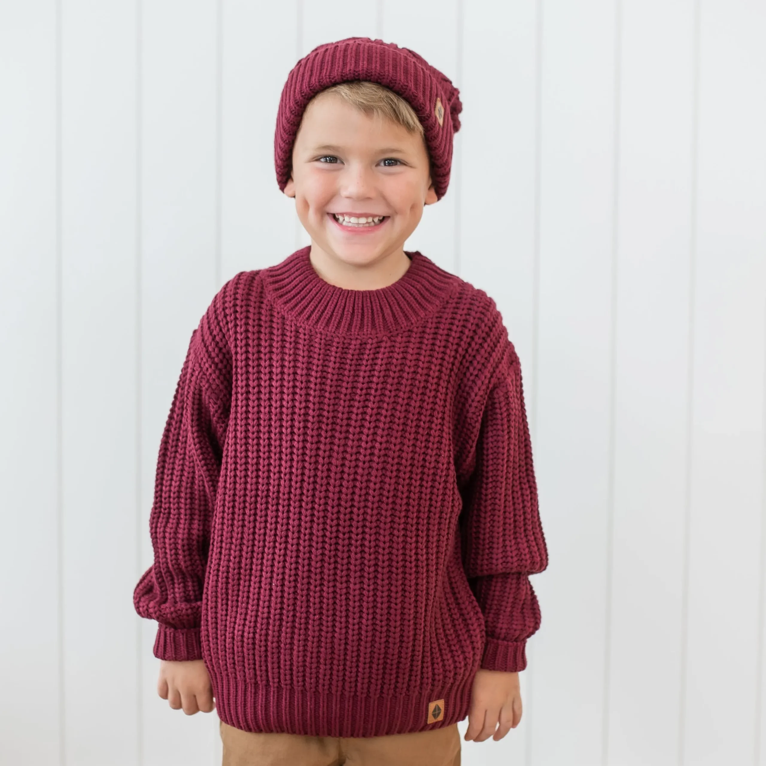 Chunky Knit Sweater in Burgundy