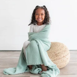 Chunky Knit Toddler Blanket in Sage