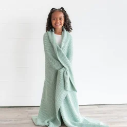 Chunky Knit Toddler Blanket in Sage