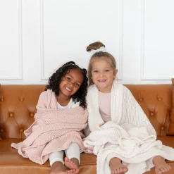 Chunky Knit Toddler Blanket in Blush