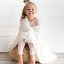 Chunky Knit Toddler Blanket in Cloud