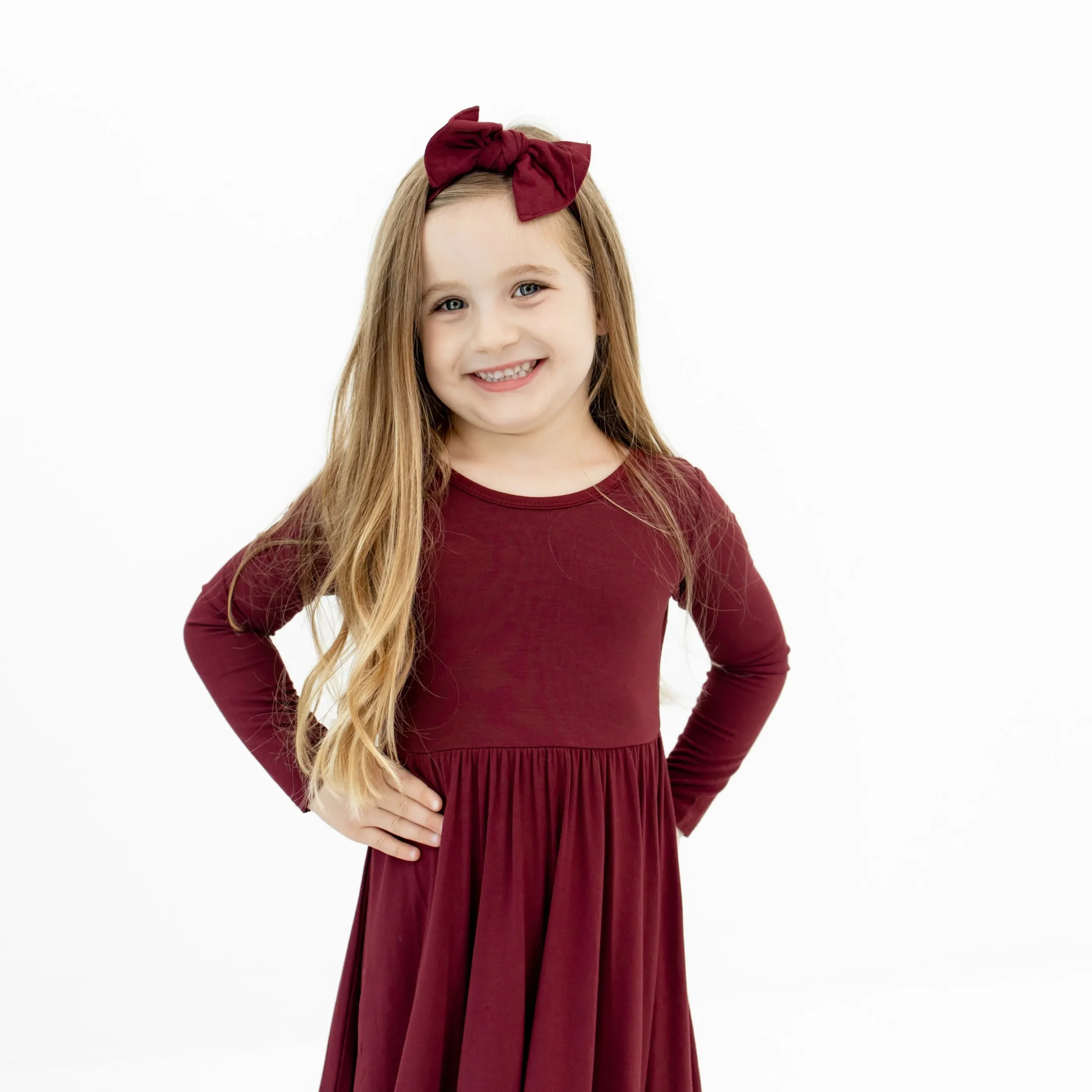 Knotted Bow Headband in Burgundy