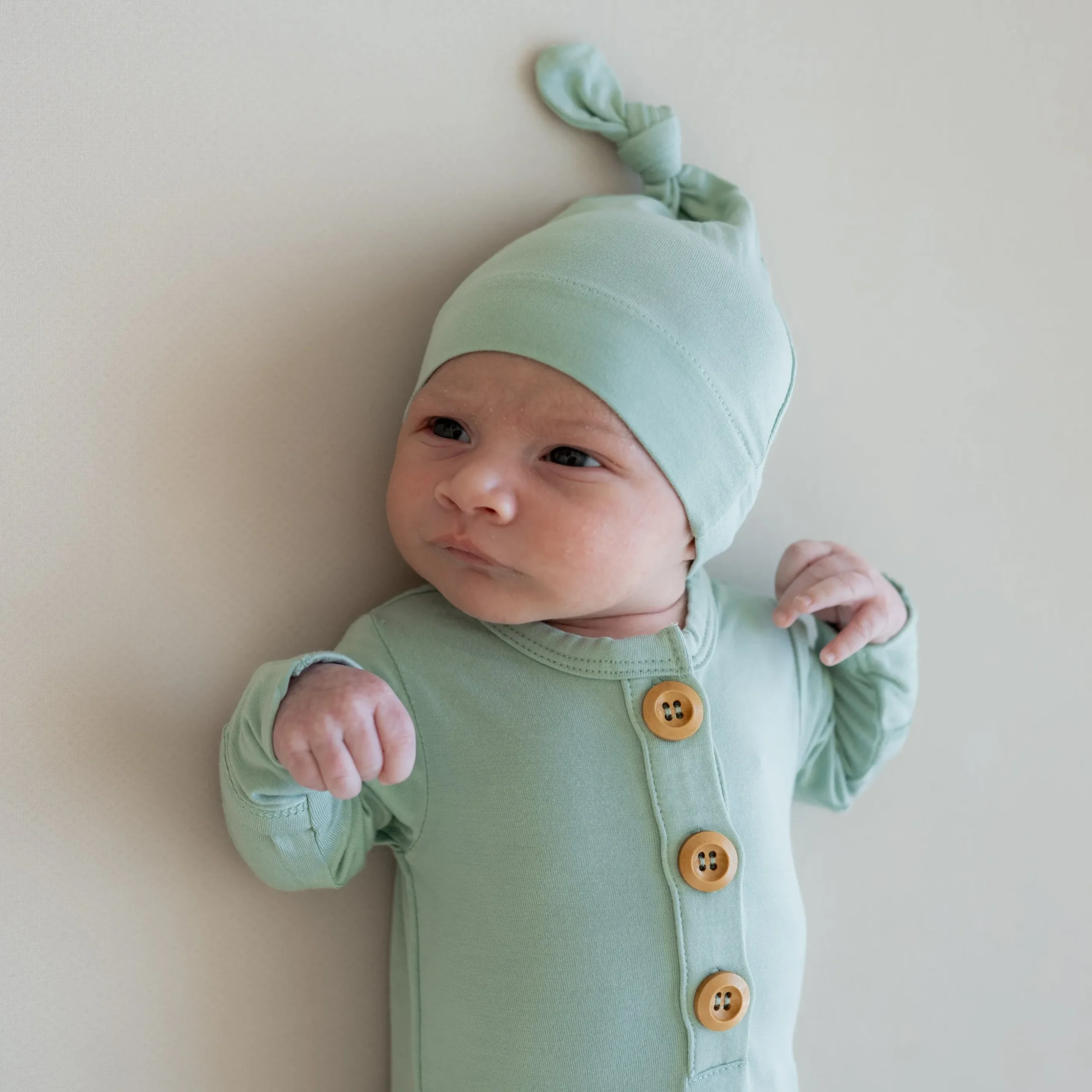 Knotted Gown with Hat Set in Sage